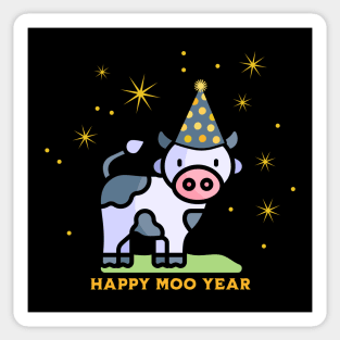 Happy Moo Year Party Cow Sticker